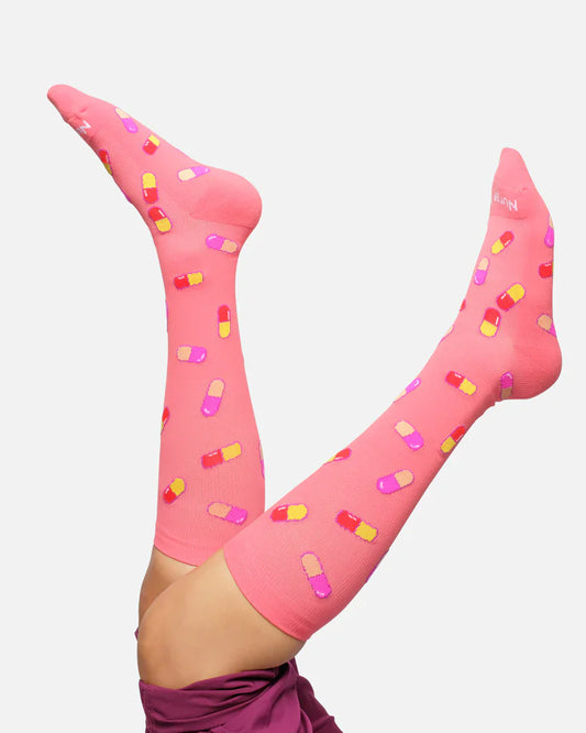 Nursing Pink Pill bottle Socks