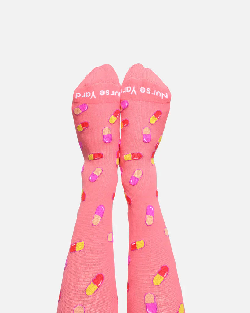 Nursing Pink Pill bottle Socks